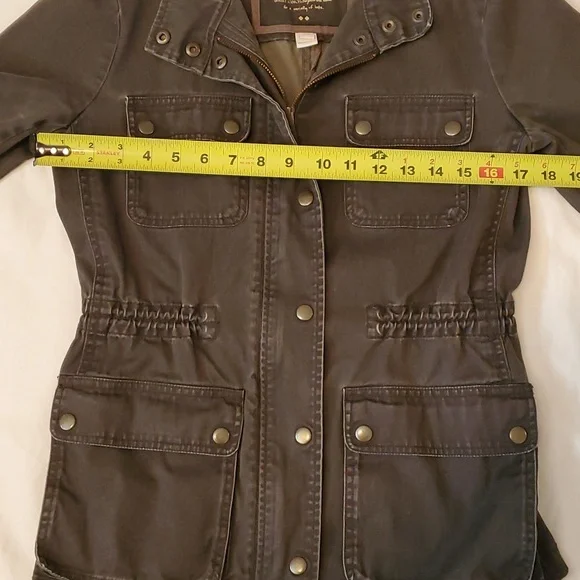 J. Crew Jacket cinch waist olive green color size xs - Picture 6 of 11